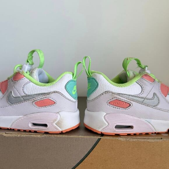 Nike Airmax 90 Toggle White/Crimson Bliss Toddler Sneakers - SZ 8 C - Picture 12 of 16